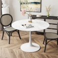 thumbnail image 5 of LinkRomat 39.1" Round Dining Table For 4-5 People, Faux Marble Round Tulip Table with MDF Tabletop, Modern Kitchen Dining Table Suitable for Dining, Cafe, Office, White Marble, 5 of 7