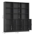 thumbnail image 2 of Homfa 70″ Tall Bookshelf and Bookcase with Cabinets, 63'' Wide Triple Row Display Shelves, 15 Cubes 5-Tiers Large Bookcase for Living Room Home Office, Black, 2 of 7