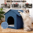 thumbnail image 5 of Cat House, Foldable Cat Bed for Outdoor, Cat Tent with Removable Soft Cushion ,Shelter for Cats Dogs ,17 x 13 x17 inches, Blue, 5 of 7