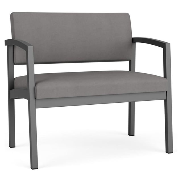 Lenox Steel Reception Waiting Bariatric Chair / Charcoal Steel / Light Gray