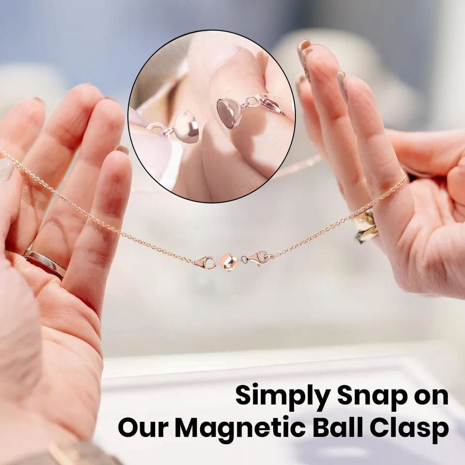 Magnetic Necklace Clasps and Closures - 925 Sterling Silver Magnetic Bracelet Clasps and Closures Set of 3 - Yellow Gold/ Rose Gold/ Silver Birthday Christmas Gifts