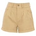 thumbnail image 7 of Ynynloco Bermuda Shorts for Women 100%Cotton Summer Dressy Casual Elastic High Waisted Wide Leg Knee Length Shorts with Pockets, 7 of 7