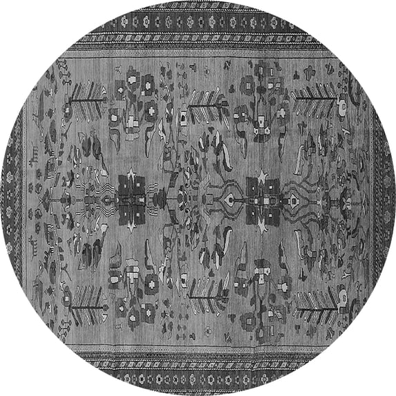 Ahgly Company Indoor Round Oriental Gray Industrial Area Rugs, 4' Round