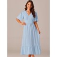 thumbnail image 3 of DARING DIVA Women's Swiss Dots Ruffle Midi Dresses S Light Blue, 3 of 6