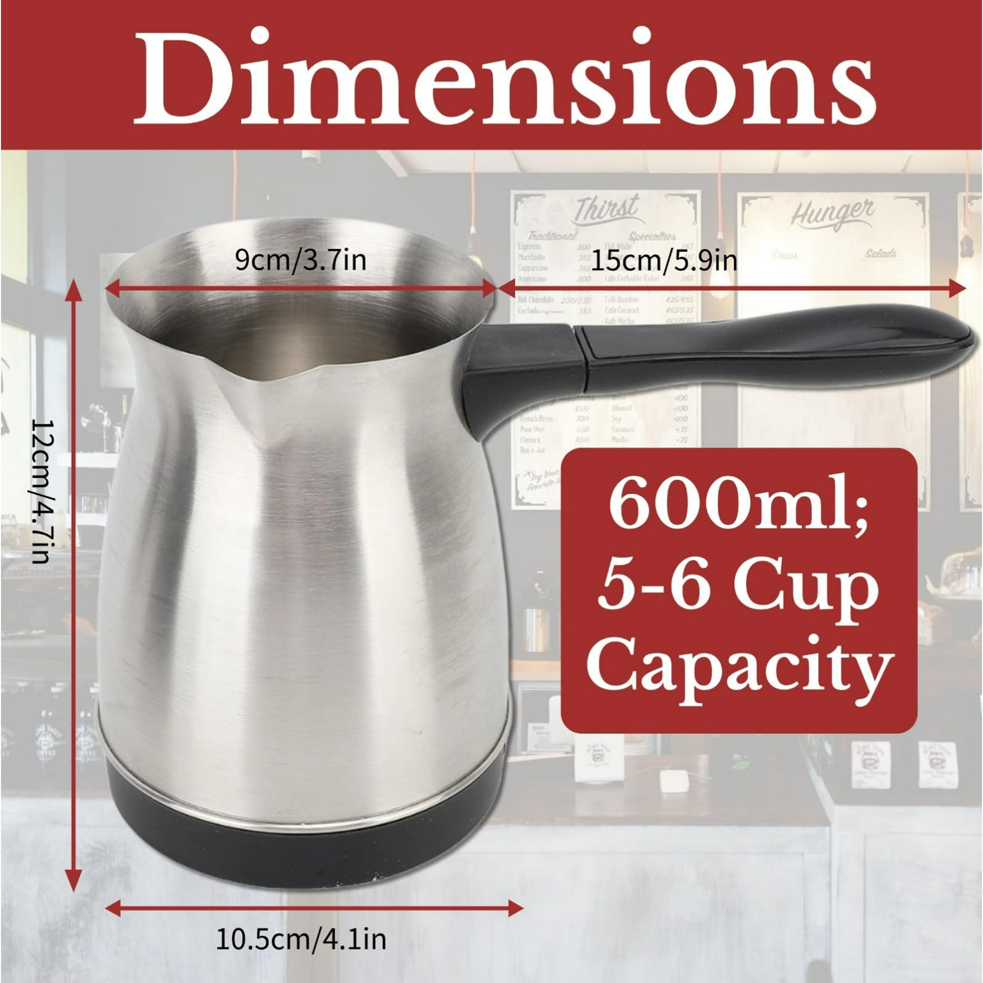 Cafetière turque Cafetière à cuisinière Cafetière à lait en acier inoxydable