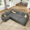 thumbnail image 3 of HONBAY 111.4” U-Shaped Pull-Out Sectional Sofa Bed Tufted Oversized Modular Couch with Storage for Living Room, Grey, 3 of 9