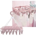 thumbnail image 3 of Underwear clothes hanger with 32 clips Foldable clothespin clothes horse Windproof hanger-Rosa, 3 of 5