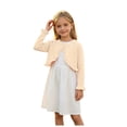 thumbnail image 3 of Kogui Girls Shrug Jacket Long Sleeve Bow Knit Cardigan for Girls Dress Casual Formal Layering 5T 6T (Beige,5-6 Years), 3 of 9
