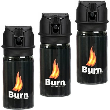 Burn Pepper Spray for Self Defense Max Strength - 1.35 fl oz Black 3 Pack