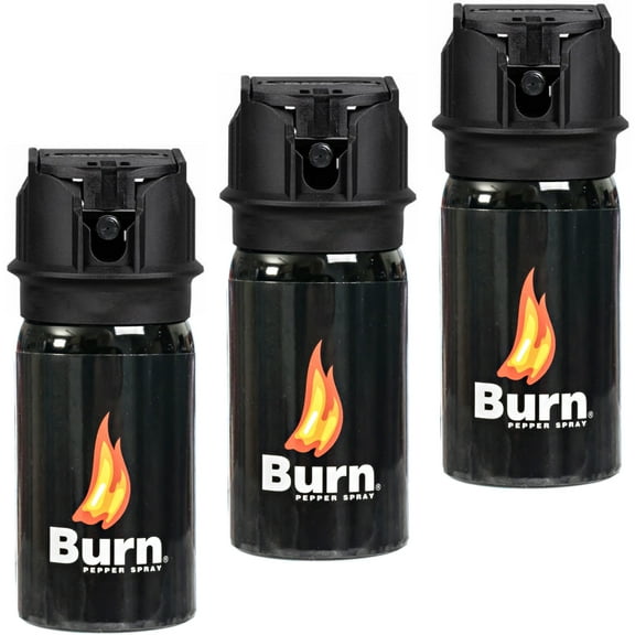 Burn Pepper Spray for Self Defense Max Strength - 1.35 fl oz Black 3 Pack