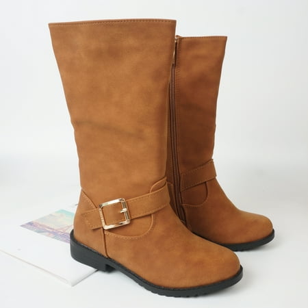 

Kids Girls‘ New Boots Autumn And Winter Fashion Belt Buckle Boots