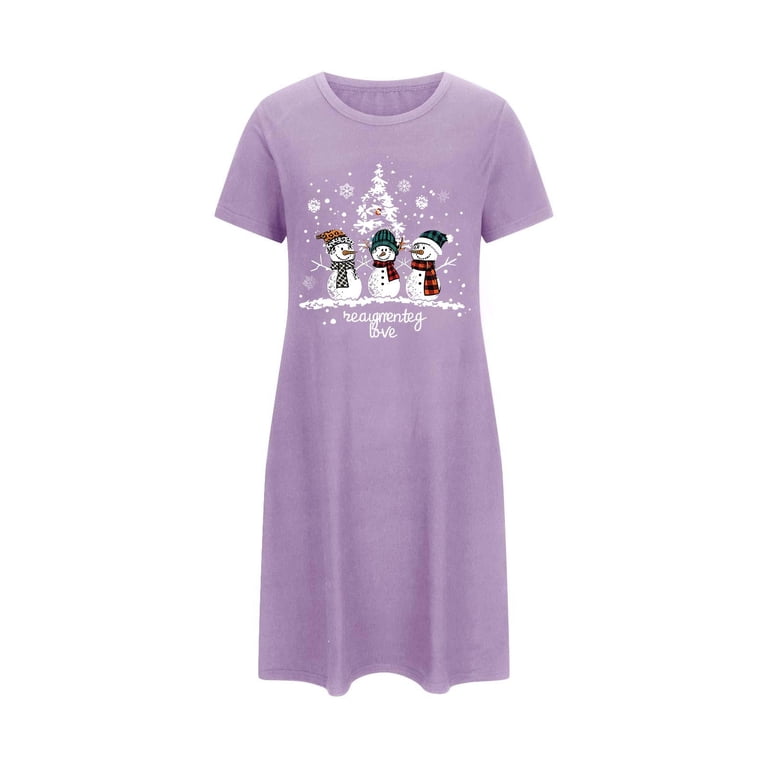 Sakmal Purple Mumu Nightgowns for Women Soft Loose Christmas