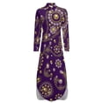 thumbnail image 6 of 2024 Gold Paisley Chiffon Dress Swirl Chain Print Kawaii Dresses Womens Long Sleeve Street Style V Neck Design Oversized Casual Dress, 6 of 7
