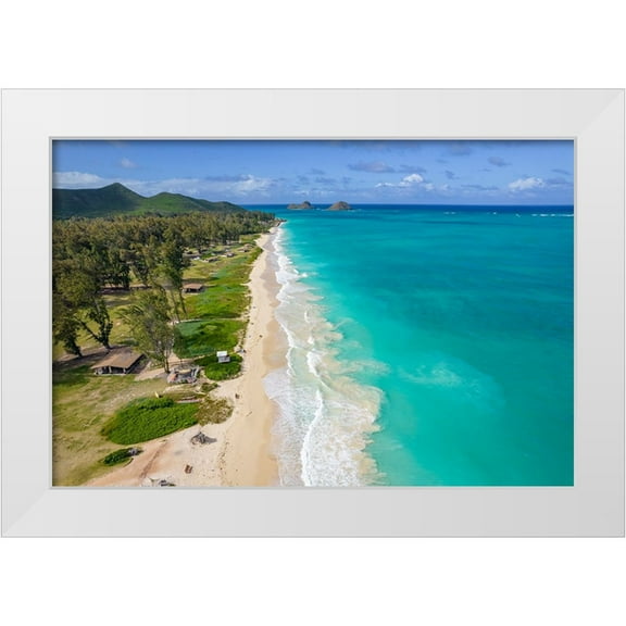 Peebles, Douglas 14x11 White Modern Wood Framed Museum Art Print Titled - Bellows Beach-Waimanalo-Oahu-Hawaii
