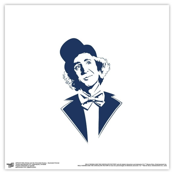 Gallery Pops Willy Wonka and the Chocolate Factory - Illustrated Portrait Wall Art, Unframed Version, 12" x 12"