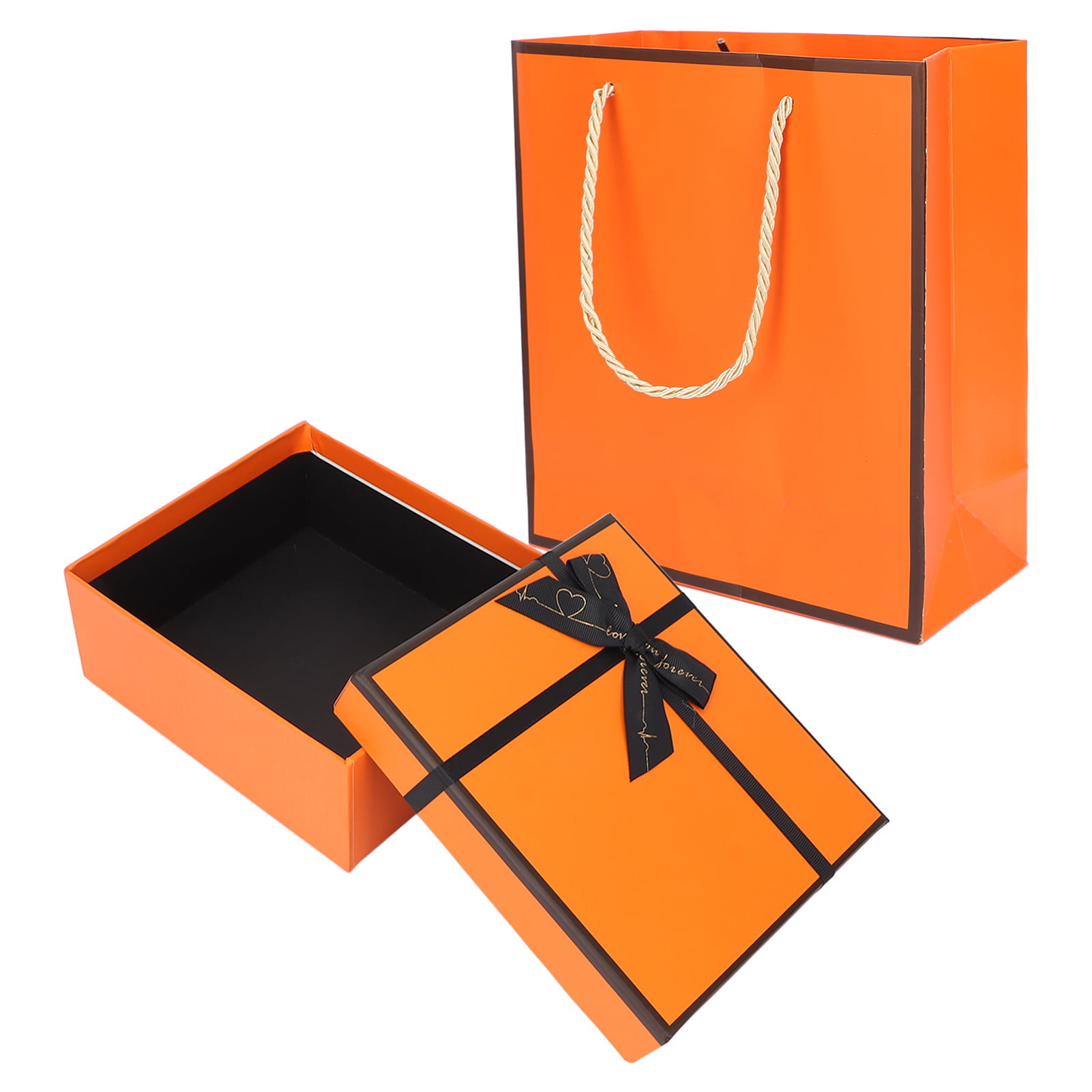  SDHENAILIAN Gift Boxes Gift Box Wrapping Box Orange Box Perfume  Cosmetics Wallet Gift Packaging Box Wedding Birthday Party Gift Bag Paper  (Color : 1pcs Box 1pcs Bag, Size : 15x15x7cm) 