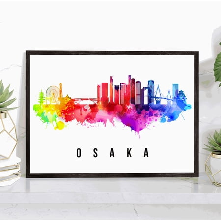Pera Print Osaka Skyline Japan Poster, Osaka Cityscape Painting, Osaka Japan Poster, Cityscape and Landmark Print, Home Wall Art, Office Wall Decor - 5x7 Inches