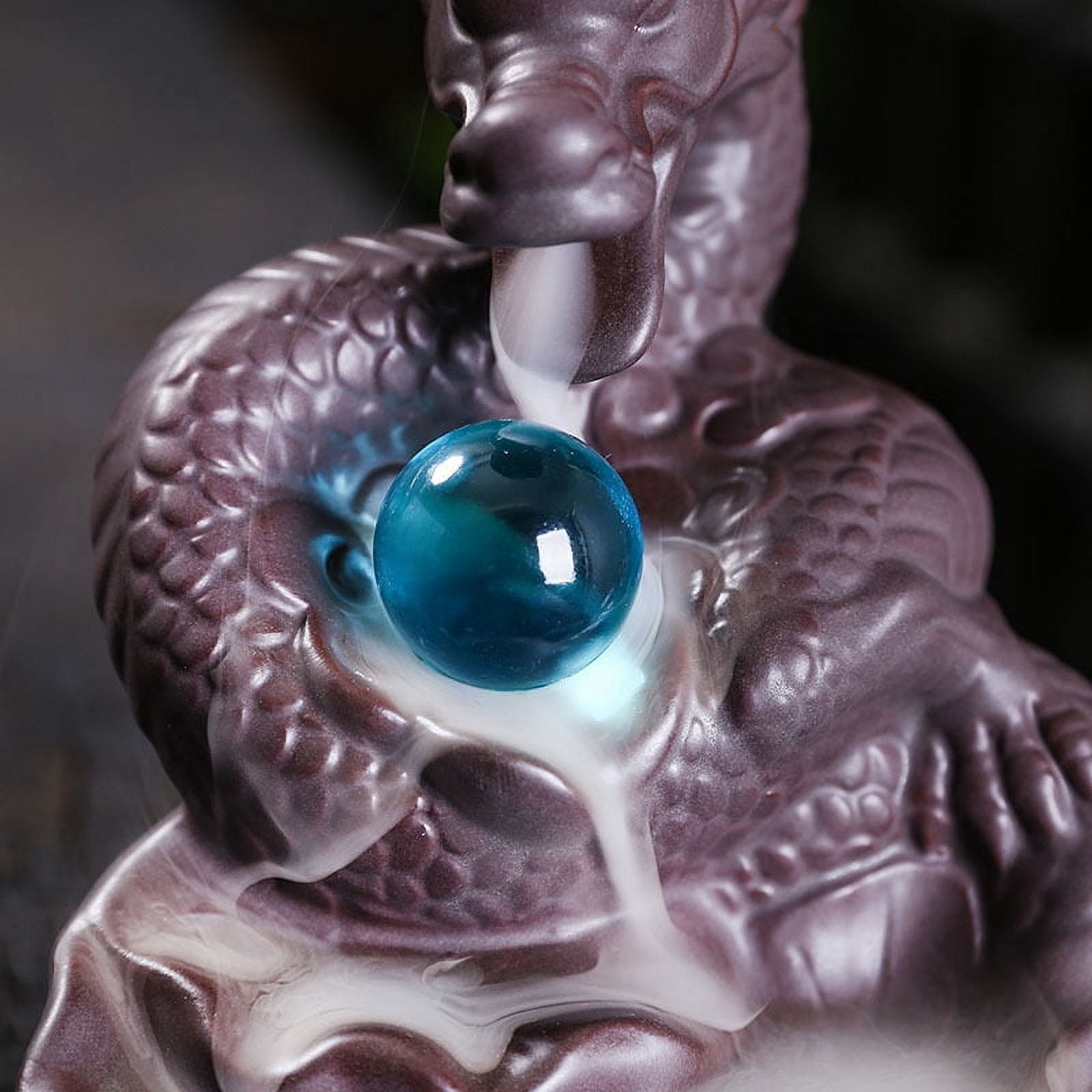 Purple Sand Incense Burner Classic Waterfall Backflow Aromatherapy Holder Creative Dragon Playing Ball Incense Burner Handicrafts