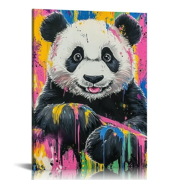 FCXZI Panda Bear Graffiti Art Canvas Prints Wall Art Home Decor 12x16in