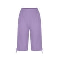 thumbnail image 4 of Mingw Capris Cargo Pants teen pants Summer Linen Women's Solid Color Loose Women's Fashion Pants With Pocket Cropped Pants,Purple,L, 4 of 5