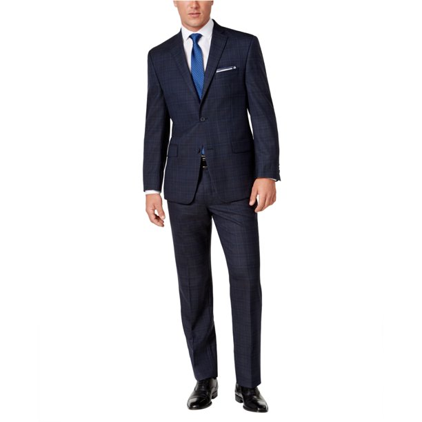 Michael Kors Michael Kors Mens Classic Fit 2 Piece Two Button Formal Suit Blue 42unfinished 