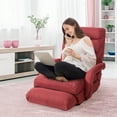 thumbnail image 2 of Costway Fauteuil Inclinable Simple Pliant de Sol avec Oreiller, Dossier Réglable à 5 Positions, Canapé Lounge de Détente Rouge, 2 of 5
