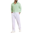 thumbnail image 2 of INSPIRE CHIC Men's Seersucker Shirt Striped Long Sleeve Button Down Textured Top XL Green, 2 of 5