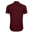 thumbnail image 4 of Men's Short Sleeve Button Down Shirt Casual Top with Pocket Lapel Collar Loose Fit Breathable Cotton for Business Office Work Travel Outfits | AESTIVO,Wine 2XL, 4 of 8