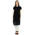 thumbnail image 2 of Bimba Women Black Georgette Tunic Short Kurta Kurti Casual Blouse Summer Wear, 2 of 7