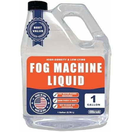 Fog Machine Liquid - 1 GallonFog Machine Fluid - High Density & Long-Lasting Fog Juice - Low-Lying, Universal, Water-Based Solution for Spooky Halloween Parties, Haunted Houses, & Concerts$$Sound