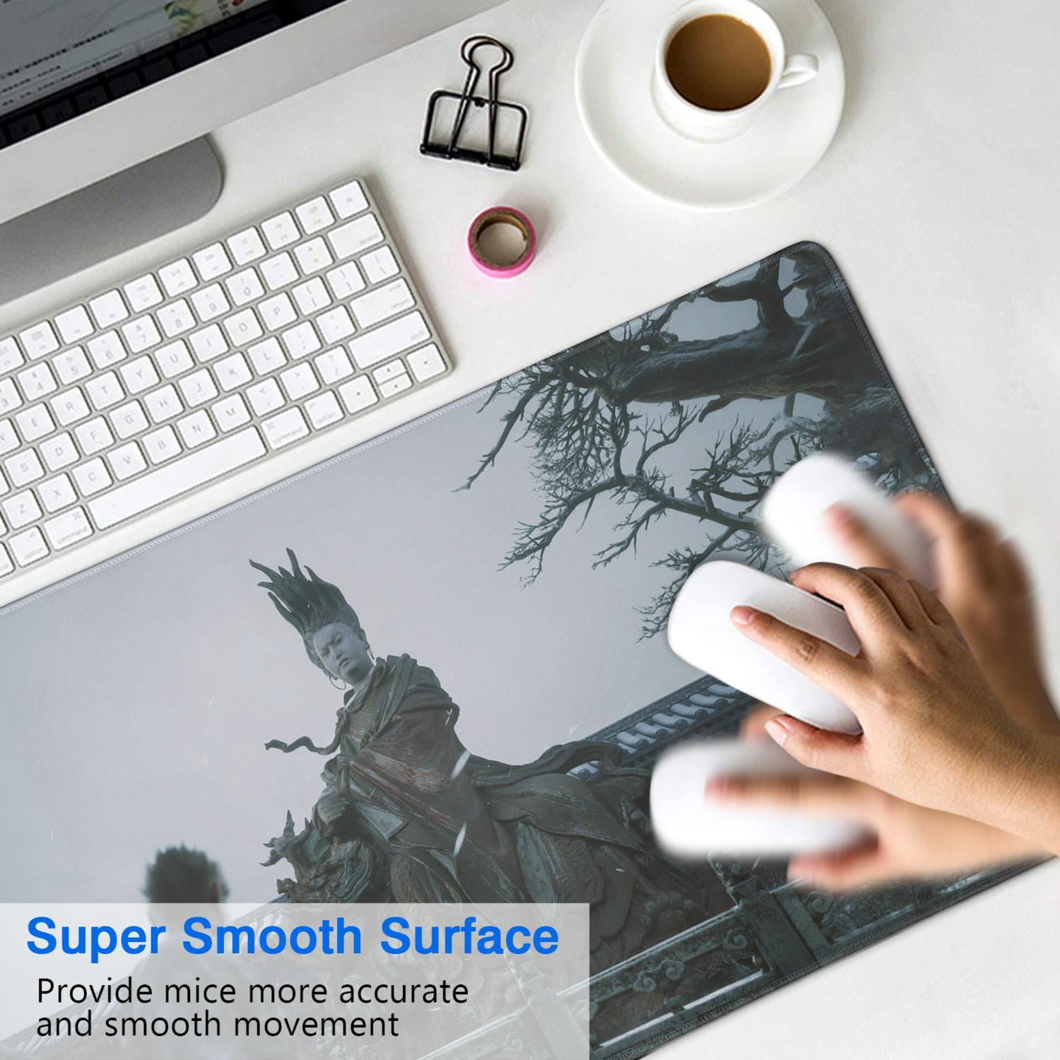 Wukong Gaming Mouse Pad Non Slip Cool Rubber Mousepads for Desktop Tables Ancient Buildings, Buddha Statues, Wukong Desk Mouse Pad for Computer Desk Laptop Decoration (31.5x15.7in)