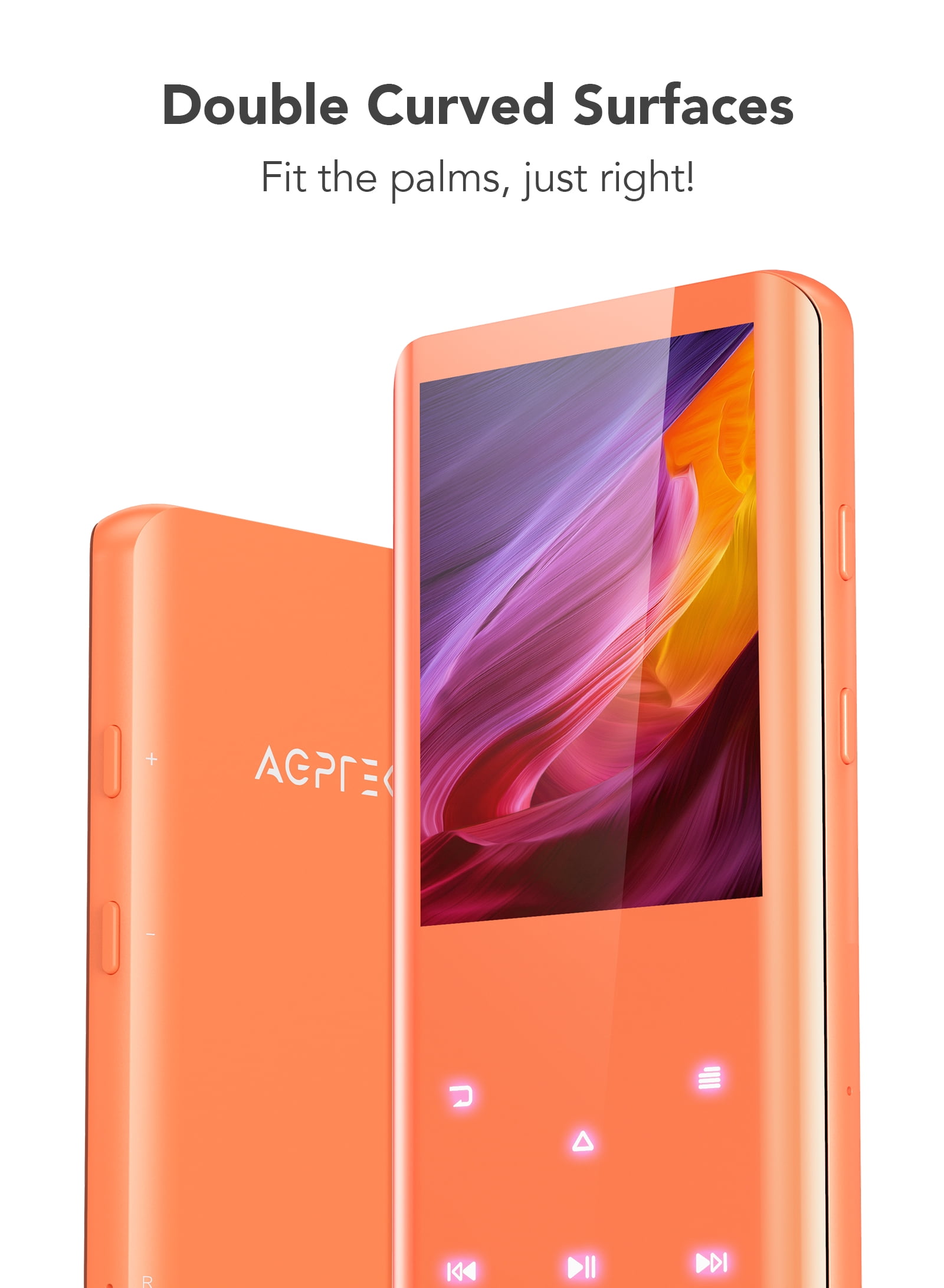 MP3 Player with Bluetooth 5.3, AGPTEK A19X 2.4 Curved Screen Portable  Music Player with Speaker Lossless Sound with FM Radio, Voice Recorder,  Built