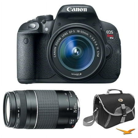 Canon EOS Rebel T5i Digital SLR w/ 18-55mm STM Lens + 75-300mm Lens Bundle Deal