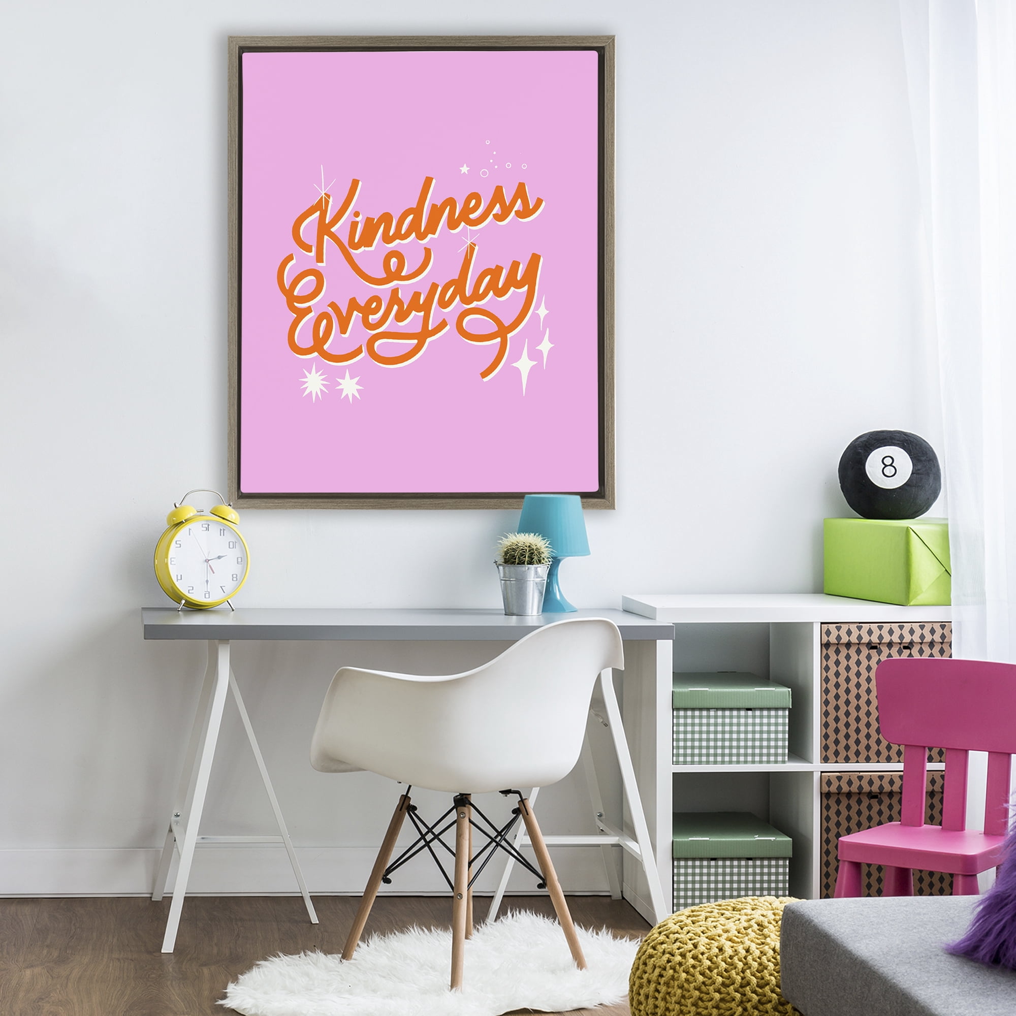 Stupell Industries Cursive Kindness Everyday Brown Framed Floater Canvas Wall Art, design by Indira Prieto | IndySign