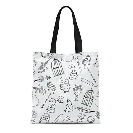 ASHLEIGH Canvas Tote Bag Potter Different Witch Equipment Harry Pattern Birdcage Magic Wand Reusable Shoulder Grocery Shopping Bags