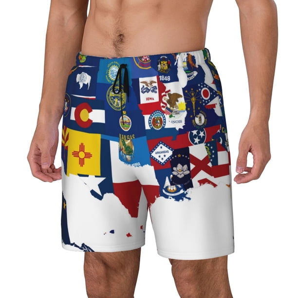 Fotbe The Map Of United States Traje de Baño para Hombre – Shorts de Natación de Secado Rápido con Forro y Bolsillos-Small