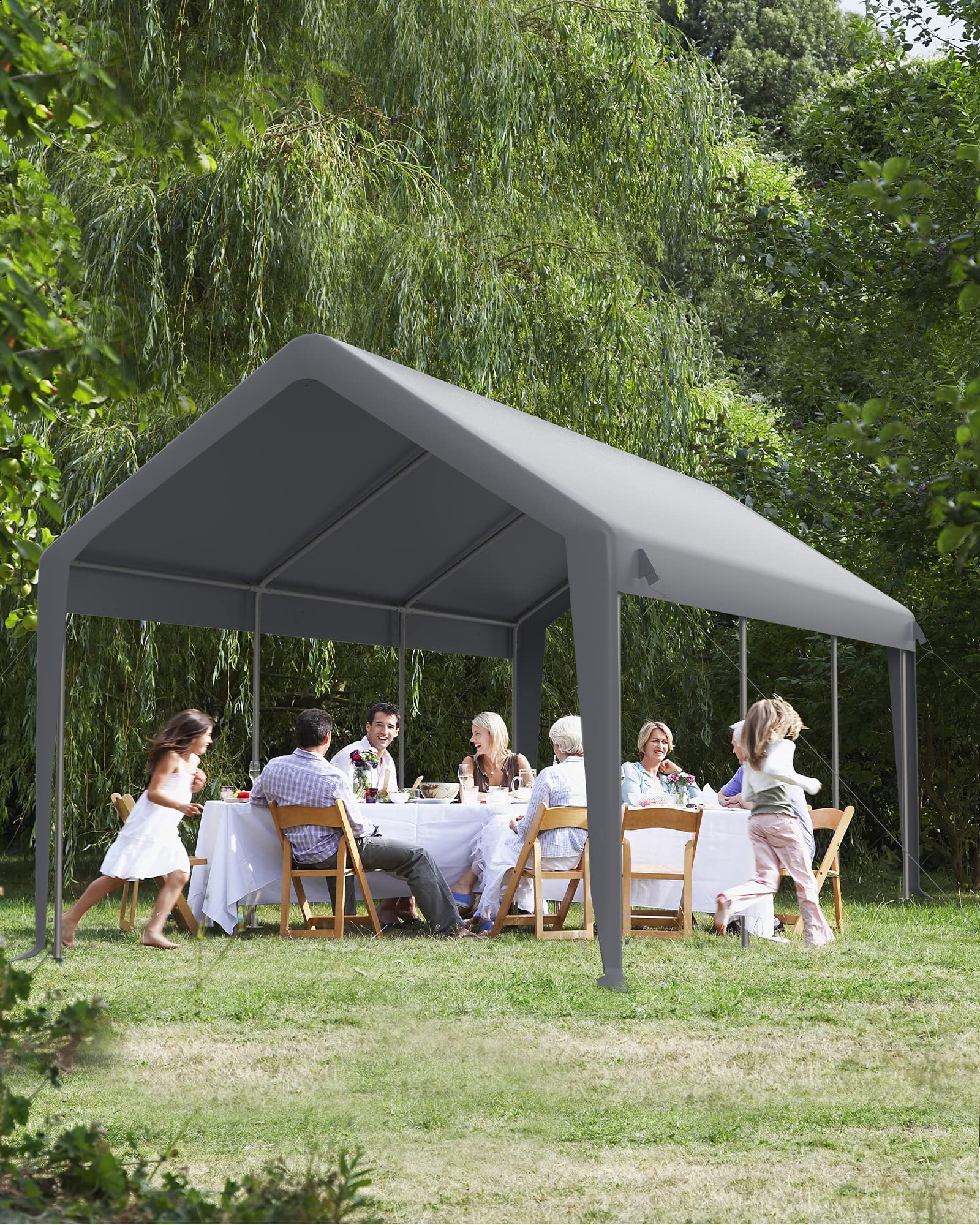 Garvee 20'x 10'x 11' Windproof Carport Top Replacement Cover, Heavy-Duty, Grey