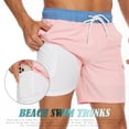 thumbnail image 7 of Mens Swim Trunks with Compression Liner 7 inch Inseam Quick Dry 2 in 1 Beach Board Shorts with Pockets Fashionable Vacation Beach Pants, 7 of 7