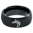 thumbnail image 2 of Tungsten Horse Bronco Equestrian Band Ring 8mm Men Women Comfort Fit Black Dome Brushed Polished, 2 of 4