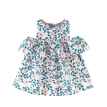 

MPWEGNP Printed Dress 6M-3Y Princess Floral Baby Ruffles Sleeveless Girls Girls Dresses Dress up Tiaras for Little Girls Sweater Dress for Toddler Girl 18 Months