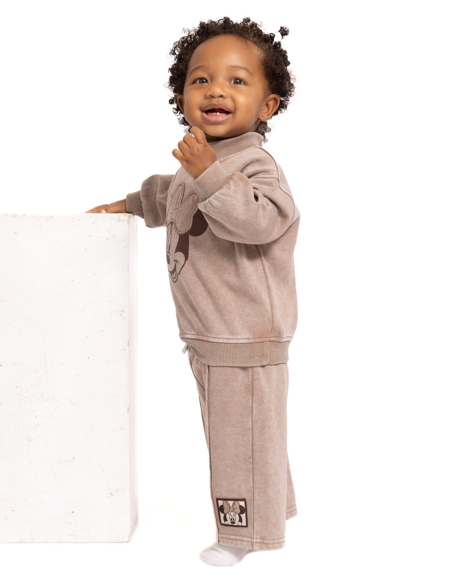 Minnie Mouse Baby Girls Mock Neck Sweatshirt and Pants Set, 2 Piece, Sizes 0/3M-24M