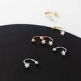 thumbnail image 6 of Solid 925 Sterling Silver Star Half Hoop Earrings Open Huggie Hoops for Women Teens CZ Star Hoop Earrings Ball Cuffs, 6 of 12