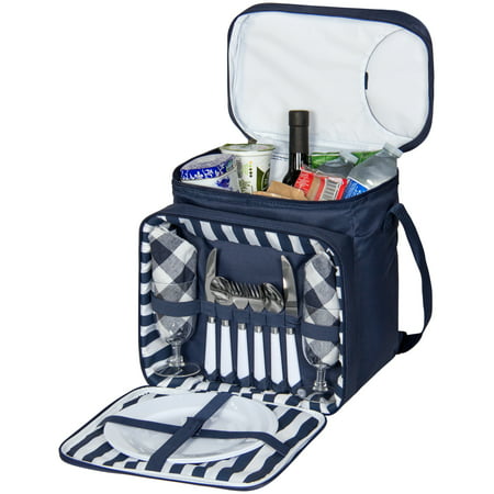 Best Choice Products 2-Person Picnic Bag Lunch Tote w/ Insulated Cooler Compartment, Easy-Access Opening, Flatware, Plates, Silverware, Cups - (Best Paleo Lunch Ideas)