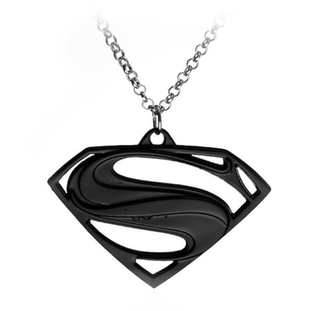 - Quality Superman Black Necklace Tarnish Resistant Superhero Pendant Chain J-346-B