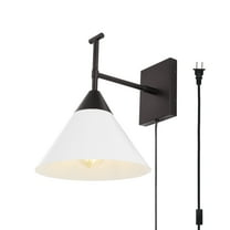 SAFAVIEH Velezia LED Black Metal Wall Sconce with White Shade