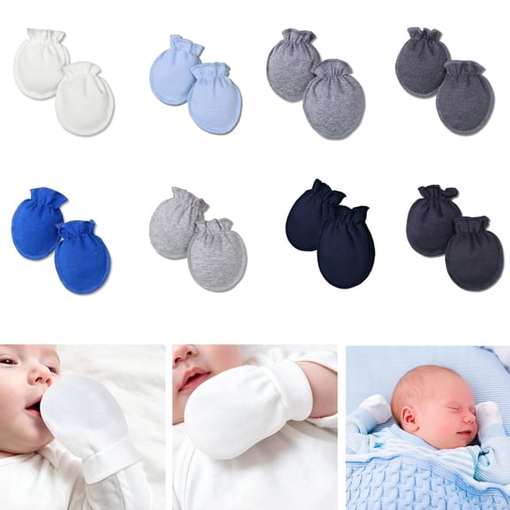 16 Pcs Baby Mittens Newborn No Scratch Gloves, Organic Cotton Infant Mittens for Baby Boy & Girl, 0-6 Months