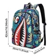 thumbnail image 2 of 3D Shark Mouth Graphic Print Backpack, Comic Style Colorful Design, Casual Daypack for Youths and Teens, 2 of 3