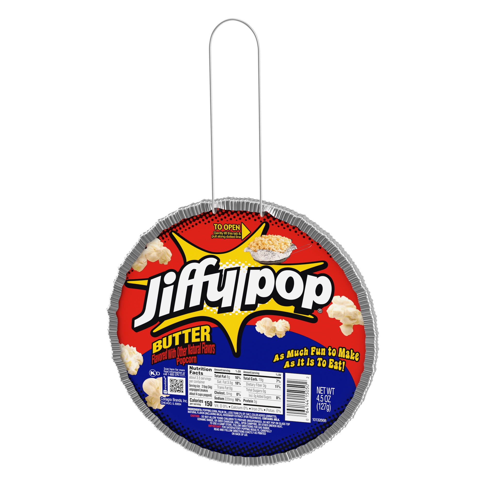 JIFFY POP Butter Flavored Popcorn, Stovetop Popping Pan, 4.5 oz.