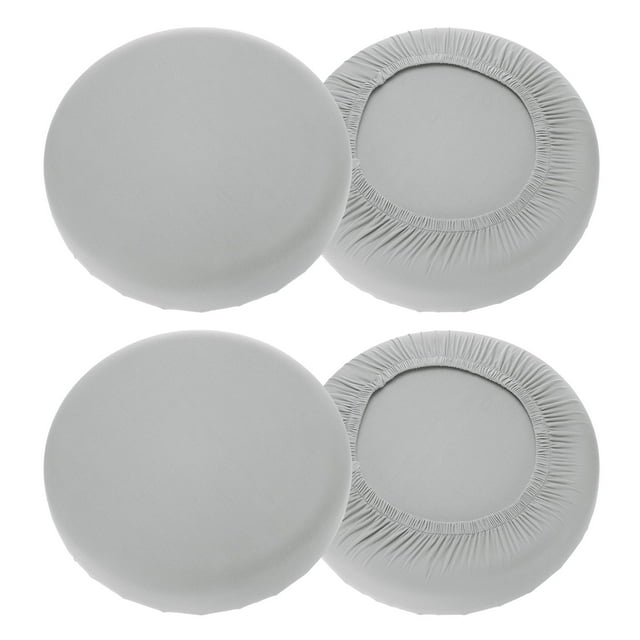 Uxcell 4 Paquete Fundas de Taburete Redondas 16-20" Lavables a Prueba de Polvo con Elástico Gris Brillante
