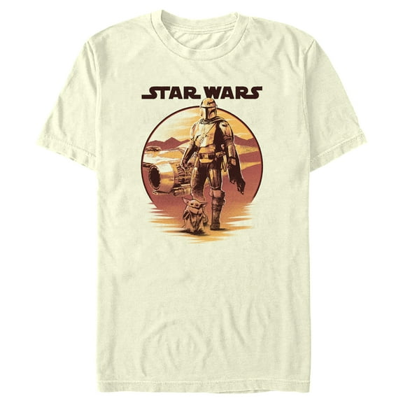 Men's Star Wars: The Mandalorian Sunset Poster  Graphic Tee Beige Small